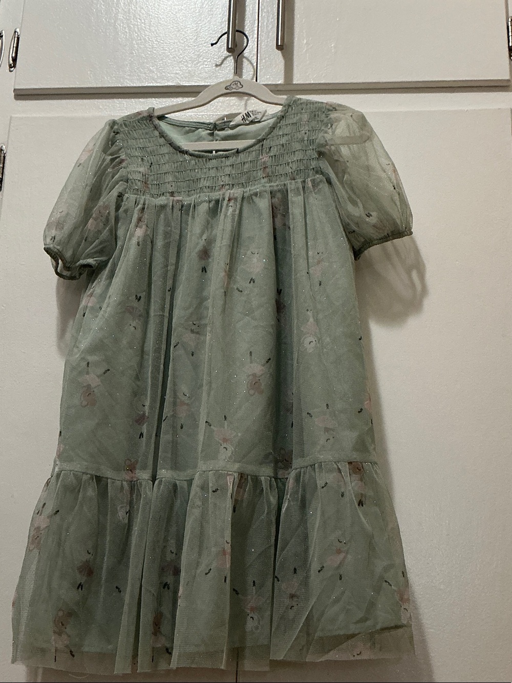 H&M Girls' Sage Green Floral Tulle Dress